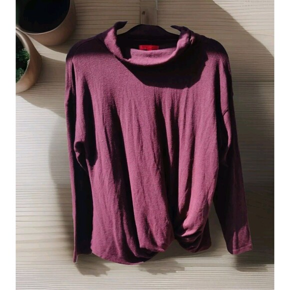 Jennifer Lopez Twist-Front Turtleneck Top Womens Large L Blouse Top Fall Winter - Picture 1 of 9